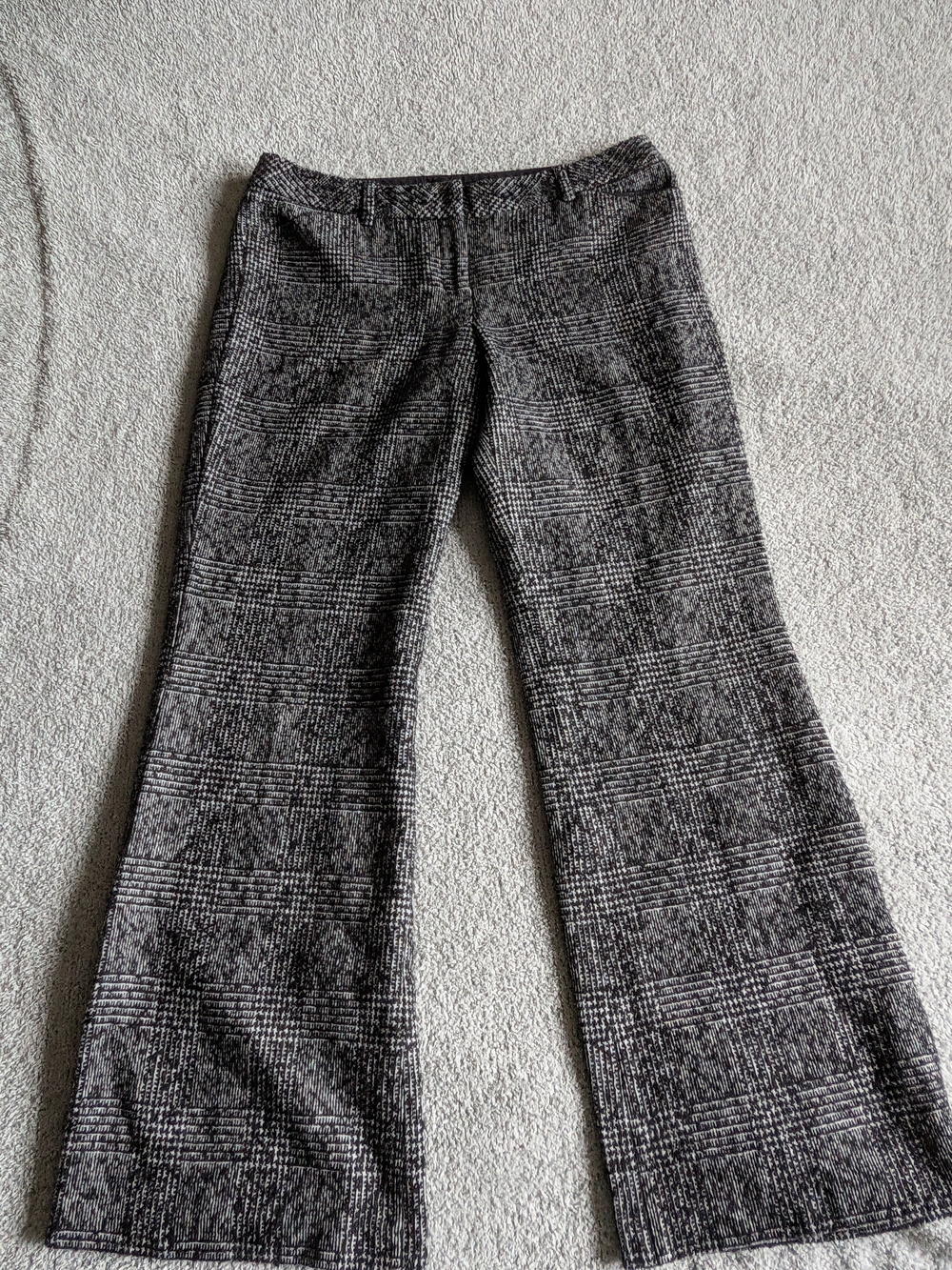 🌼B2G1🌼 Express Black & White Plaid Tweed Boot-Cut Wool Blend Trousers